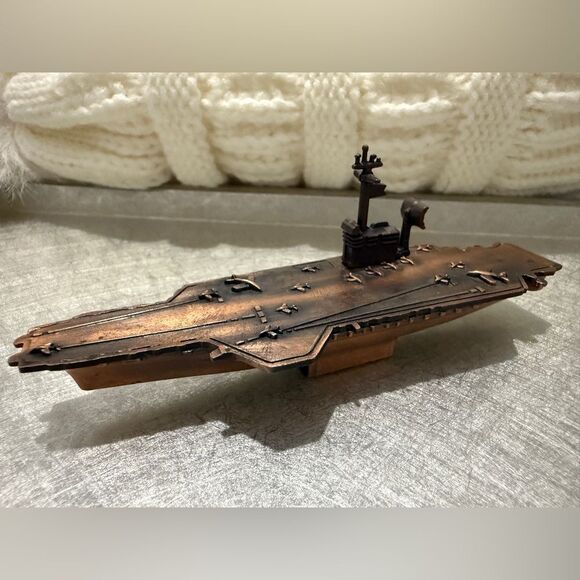 Vintage Aircraft Carrier Ship Pencil Sharpener – Bronze Tone – New - Picture 7 of 17
